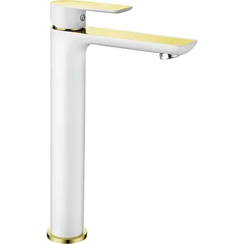 Vodovodní baterie Mexen Alfa vysoká umyvadlová baterie, bílá/zlatá - 745710-25 Umyvadlové baterie