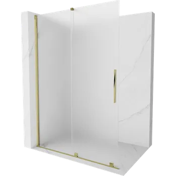 Mexen Velar posuvná sprchová stěna Walk-in 150 x 200 cm, mléčné sklo 8 mm, zlatá - 871-150-000-33-50 Sprchové stěny