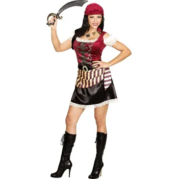 Karnevalový kostým Dámský kostým pirátka (šaty, pásek, šátek) - L
