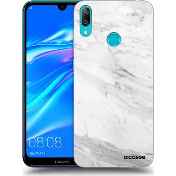 Pouzdro na mobilní telefon Picasee silikonový průhledný obal pro Huawei Y7 2019 - White marble