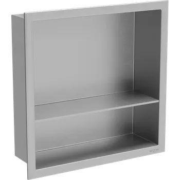 Koupelnový nábytek Mexen X-Wall-R nástěnná polička s límcem a poličkou 30 x 30 cm, inox - 1910303010S Koupelnové police
