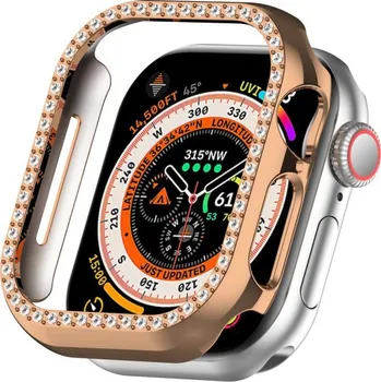 Pouzdro na mobilní telefon Pouzdro posázené kamínky pro Apple Watch 41mm - růžovozlaté