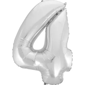 Balónek Godan Balónek fóliový číslice 4 stříbrná 92cm