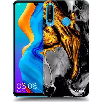 Pouzdro na mobilní telefon Picasee silikonový průhledný obal pro Huawei P30 Lite - Black Gold