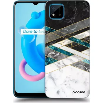 Pouzdro na mobilní telefon Picasee silikonový černý obal pro Realme C11 (2021) - Black & White geometry