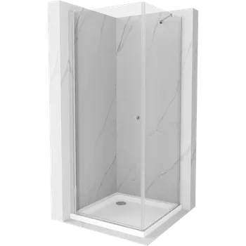 Mexen Pretoria Koupelna se sprchovým koutem pravá 80 x 80 cm, transparentní, chrom + vanička Flat - 852-080-080-01-00-4010 Sprchové kouty s vaničkou