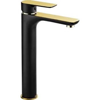 Vodovodní baterie Mexen Alfa vysoká umyvadlová baterie, černá/zlatá - 745710-75 Umyvadlové baterie