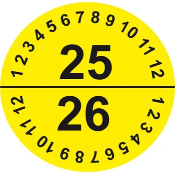 Kontrolní číselník (datumovka) půlená rok 25/26, Fólie Ø 2 cm, 90 ks