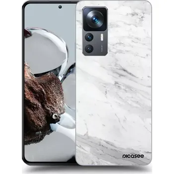 Pouzdro na mobilní telefon Picasee silikonový černý obal pro Xiaomi 12T Pro - White marble