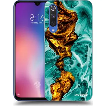 Pouzdro na mobilní telefon Picasee silikonový průhledný obal pro Xiaomi Mi 9 SE - Goldsky