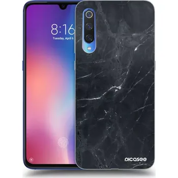 Pouzdro na mobilní telefon Picasee silikonový průhledný obal pro Xiaomi Mi 9 - Black marble
