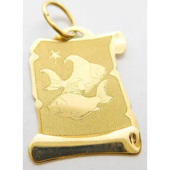 Přívěsek Klenoty Budín Zlatý velký přívěsek na pergamenu s gravírováním - znamení RYBY 585/0,52gr GUPYN-57971 (Klenoty Budín Zlatý velký přívěsek na pergamenu s gravírováním - znamení RYBY 585/0,52gr GUPYN-57971)
