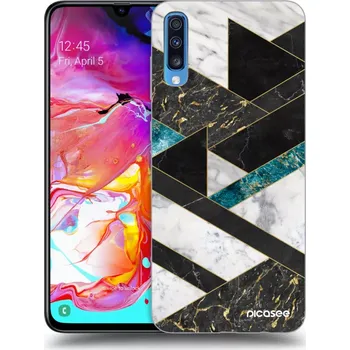 Pouzdro na mobilní telefon Picasee silikonový průhledný obal pro Samsung Galaxy A70 A705F - Dark geometry
