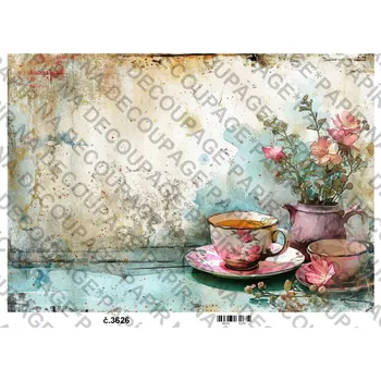 Umělecký papír Rýžový a soft papír na decoupage - Zátiší vintage - KB03626 Materiál: Soft, Rozměr: A4