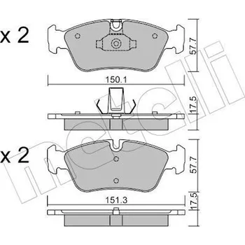 Brzdový systém Sada brzdových destiček, kotoučová brzda METELLI 22-0260-0