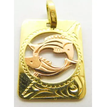 Přívěsek Klenoty Budín Zlatý přívěsek s gravírováním - znamení RYBY z růžového a žlutého zlata 585/0,86gr GUPYN-68881 (Klenoty Budín Zlatý přívěsek s gravírováním - znamení RYBY z růžového a žlutého zlata 585/0,86gr GUPYN-68881)