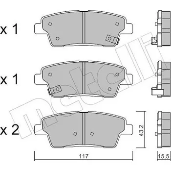 Brzdový systém Sada brzdových destiček, kotoučová brzda METELLI 22-1140-0