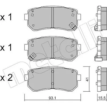 Brzdový systém Sada brzdových destiček, kotoučová brzda METELLI 22-0725-0