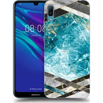 Pouzdro na mobilní telefon Picasee silikonový průhledný obal pro Huawei Y6 2019 - Blue geometry