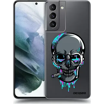 Pouzdro na mobilní telefon Picasee silikonový průhledný obal pro Samsung Galaxy S21 5G G991B - EARTH - Lebka 3.0