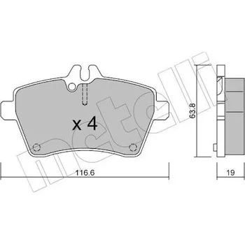 Brzdový systém Sada brzdových destiček, kotoučová brzda METELLI 22-0646-0