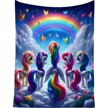 deka Excellent Mikroplyšová hřejivá deka 150x200 cm - Jednorožci a duha