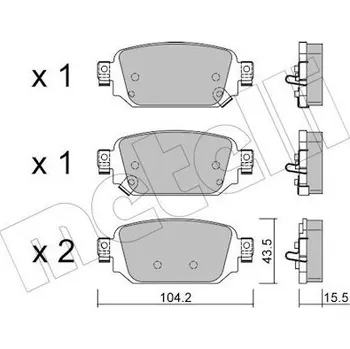 Brzdová destička Sada brzdových destiček, kotoučová brzda METELLI 22-1238-0