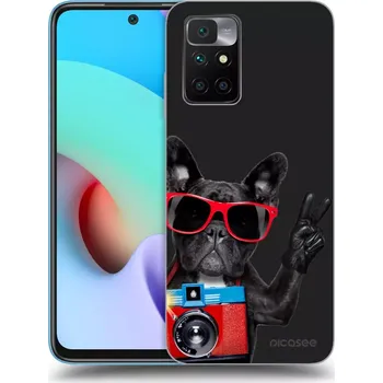 Pouzdro na mobilní telefon Picasee silikonový černý obal pro Xiaomi Redmi 10 - Francouzský Buldoček