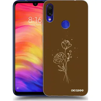 Pouzdro na mobilní telefon Picasee silikonový černý obal pro Xiaomi Redmi Note 7 - Brown flowers
