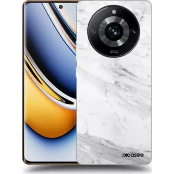 Pouzdro na mobilní telefon Picasee silikonový černý obal pro Realme 11 Pro+ - White marble