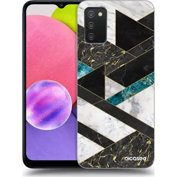 Pouzdro na mobilní telefon Picasee silikonový průhledný obal pro Samsung Galaxy A03s A037G - Dark geometry
