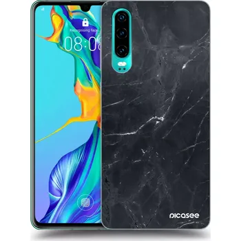 Pouzdro na mobilní telefon Picasee silikonový průhledný obal pro Huawei P30 - Black marble