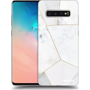 Pouzdro na mobilní telefon Picasee silikonový průhledný obal pro Samsung Galaxy S10 Plus G975 - White tile