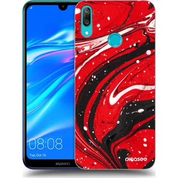 Pouzdro na mobilní telefon Picasee silikonový průhledný obal pro Huawei Y7 2019 - Red black