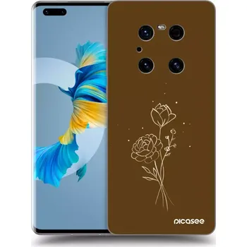 Pouzdro na mobilní telefon Picasee silikonový černý obal pro Huawei Mate 40 Pro - Brown flowers