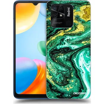 Pouzdro na mobilní telefon Picasee silikonový průhledný obal pro Xiaomi Redmi 10C - Green Gold