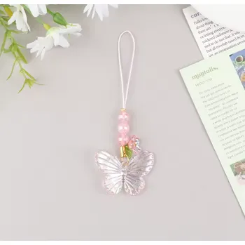 Souprava šperků B-TOP Roztomilý řetízek na mobil ve tvaru motýla – modrý, bílý nebo růžový Druh barvy: Růžová