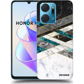 Pouzdro na mobilní telefon Picasee silikonový průhledný obal pro Honor X7a - Black & White geometry