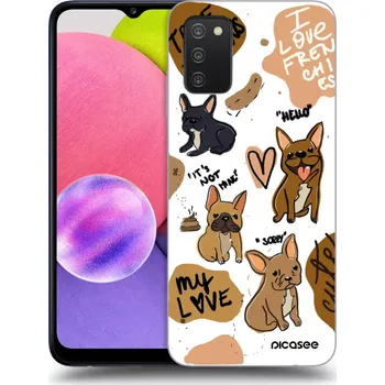 Pouzdro na mobilní telefon Picasee silikonový průhledný obal pro Samsung Galaxy A02s A025G - Frenchies