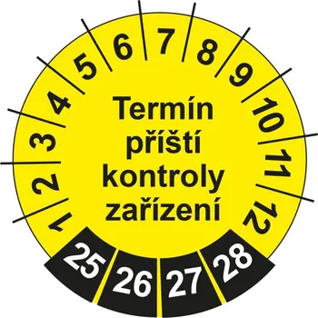 Kontrolní revizní číselník, Fólie Ø 5 cm, aršík 40 ks