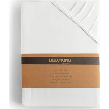 Prostěradlo Bavlněné jersey prostěradlo s gumou DecoKing Amber bílé, velikost 80-90x200+30