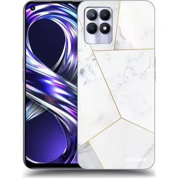 Pouzdro na mobilní telefon Picasee silikonový černý obal pro Realme 8i - White tile