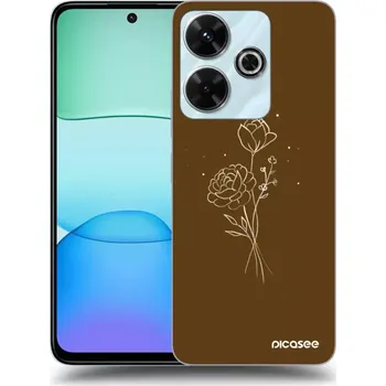 Pouzdro na mobilní telefon Picasee silikonový černý obal pro Xiaomi Redmi 13 4G - Brown flowers