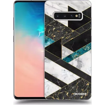Pouzdro na mobilní telefon Picasee silikonový průhledný obal pro Samsung Galaxy S10 Plus G975 - Dark geometry