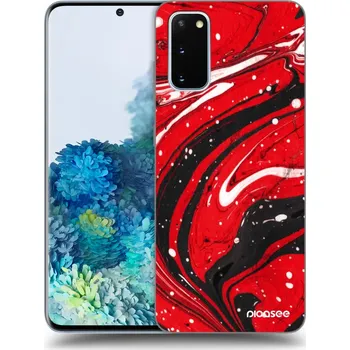 Pouzdro na mobilní telefon Picasee silikonový průhledný obal pro Samsung Galaxy S20 G980F - Red black