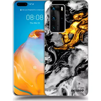 Pouzdro na mobilní telefon Picasee silikonový černý obal pro Huawei P40 Pro - Black Gold 2