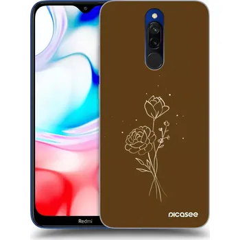 Pouzdro na mobilní telefon Picasee silikonový průhledný obal pro Xiaomi Redmi 8 - Brown flowers