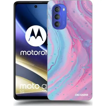 Pouzdro na mobilní telefon Picasee silikonový průhledný obal pro Motorola Moto G51 - Pink liquid