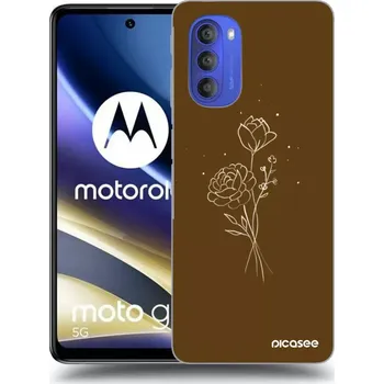 Pouzdro na mobilní telefon Picasee silikonový průhledný obal pro Motorola Moto G51 - Brown flowers