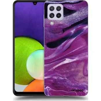 Pouzdro na mobilní telefon Picasee silikonový černý obal pro Samsung Galaxy A22 A225F 4G - Purple glitter
